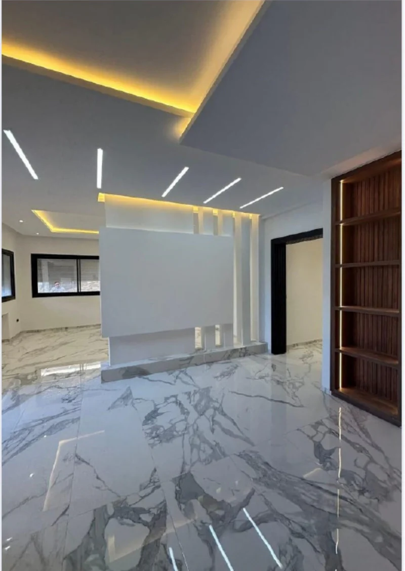 False ceiling with integrated light lines